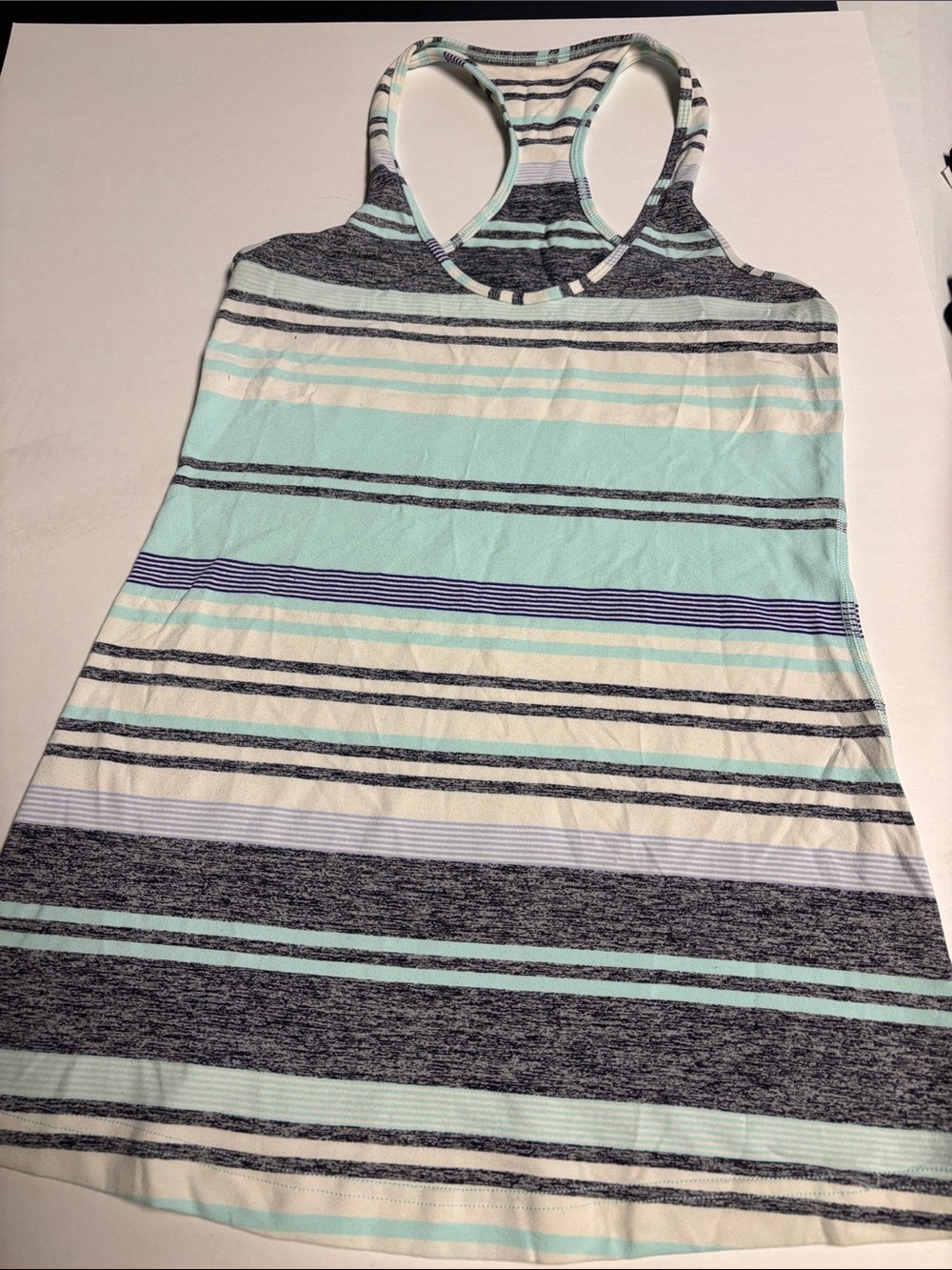 lululemon athletica Striped Racerback Tank in Mint, Ivory & Heather Gray